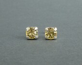 gorgeous lemon yellow sparkling crystal swarovski rhinestone stud earrings sterling silver post