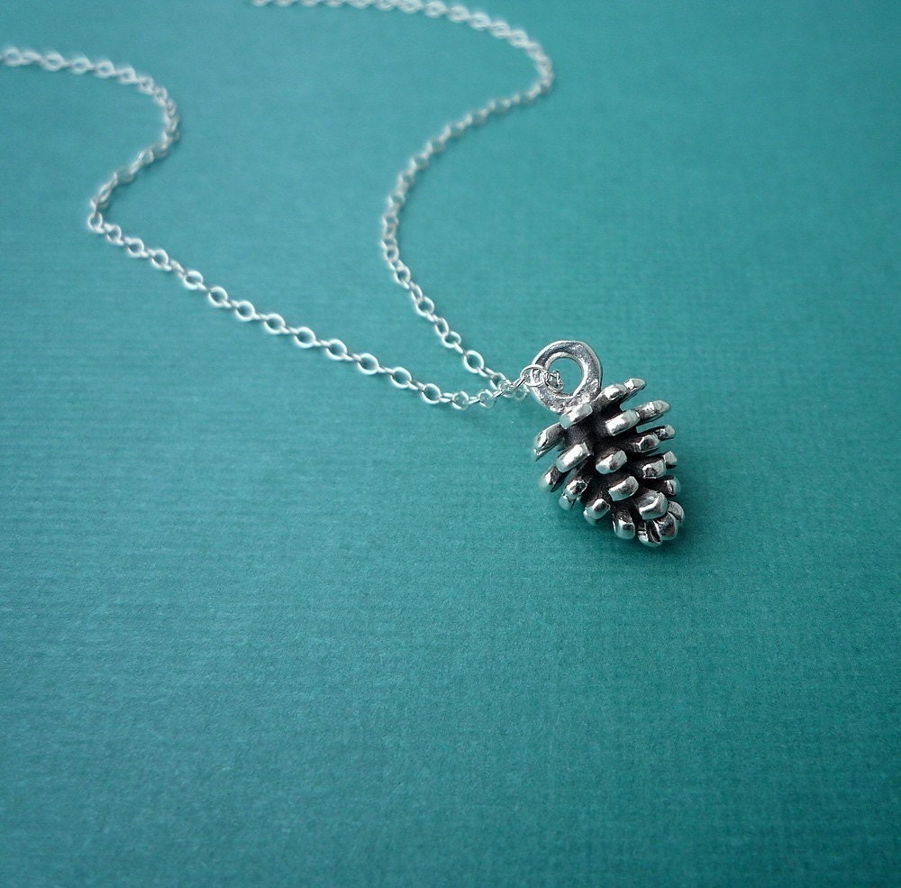 petite pine cone necklace in sterling silver gift for her