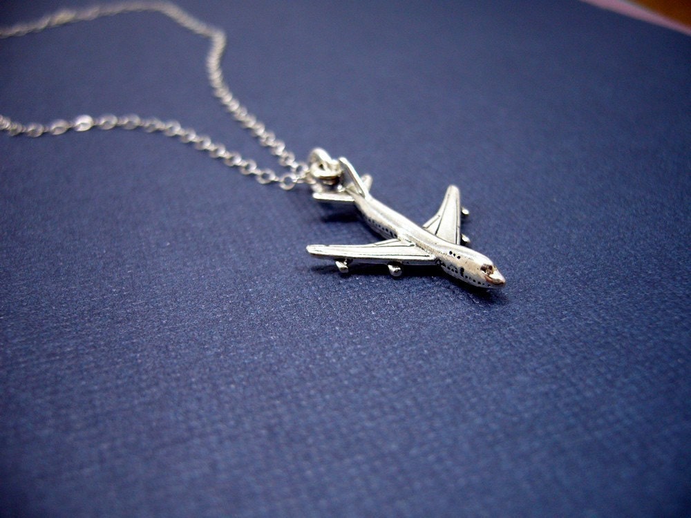 sterling jet plane necklace gift for her