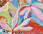 Original Acrylic Collage Painting Canvas Abstract Flowers Modern Expressive Contemporary Fine Art