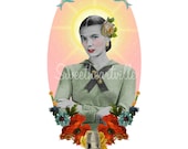 Embroidery Saint Vintage Collage Art Print
