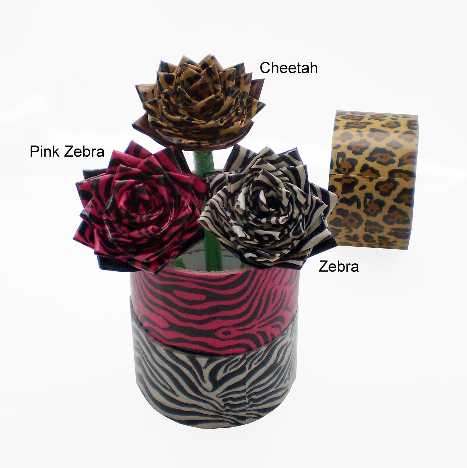 Duct Tape Flower Pens Animal Prints - Set of Two