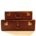 Set of Large Brown Leather Mock Crock Suitcases
