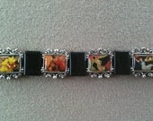 Vintage Ad Resin Bracelet with Onyx Beads