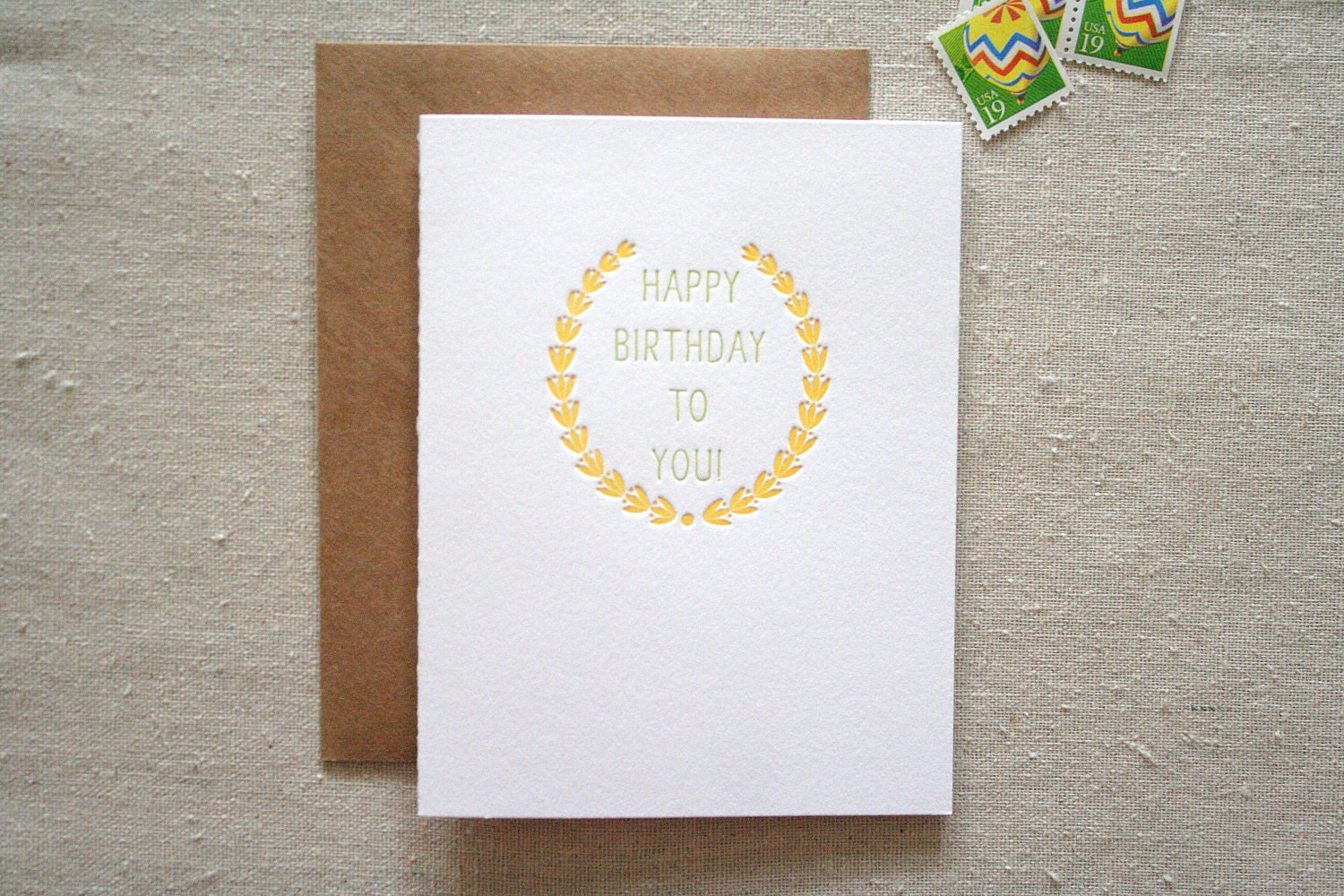 Birthday Wreath Letterpress Card