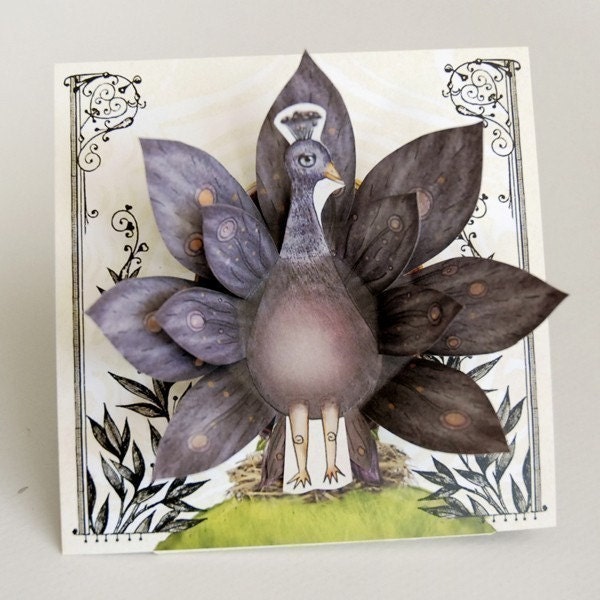 Golden Egg Surprise Peacock Pop Up Card