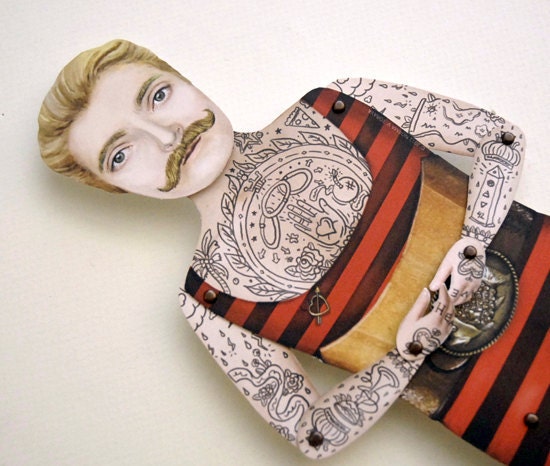 Victorian Tattooed Johnny Boy Paper Puppet