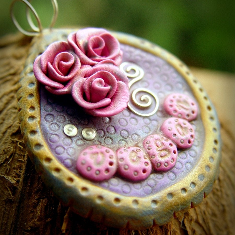 Vegan handmade mixed media word pendant