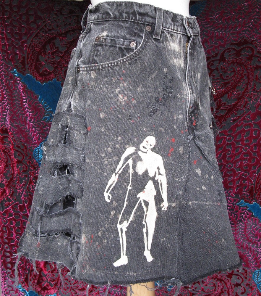 Flare ZOMBIE Jean Skirt Glow-in-the-dark