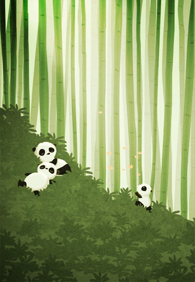 Panda Wall Art, Panda Art, Kids Art, Nursery Wall Decor - "Pandas" - Art Print 13x19