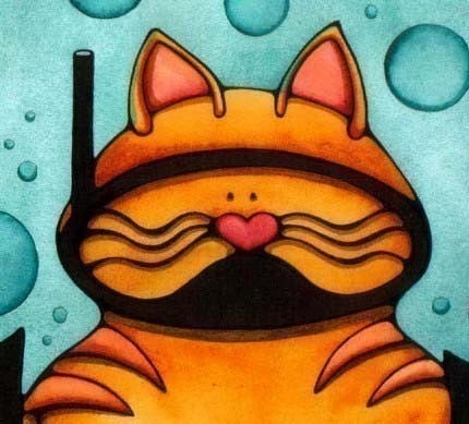 Tabby Cat Orange Snorkel Mask