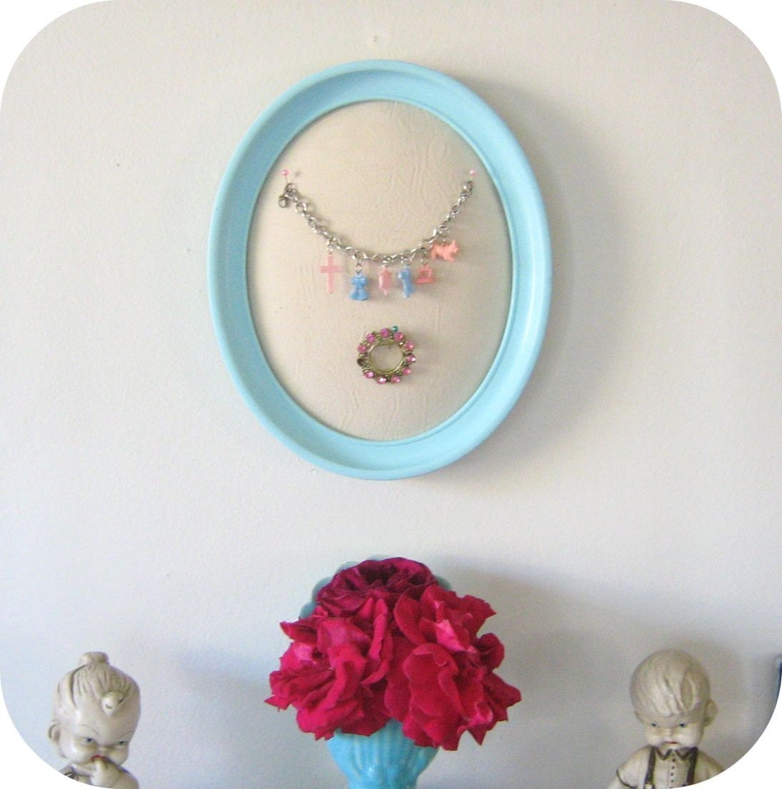 Jewelry Display Holder Repurposed Aqua Frame