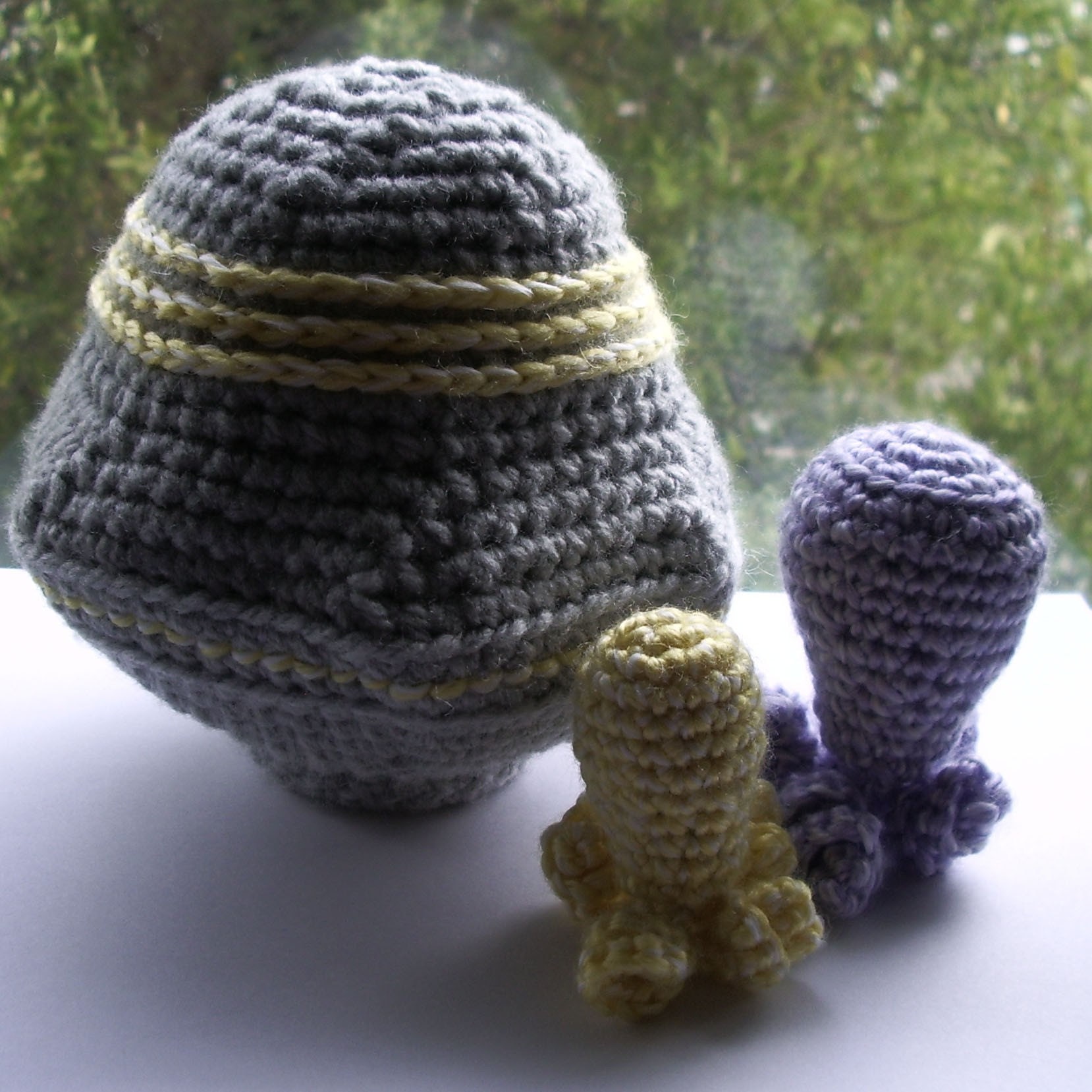 Two Glow-in-the-Dark Aliens and Their Spaceship