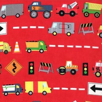 Ten little things fabric - trucks - various colors - FREE US SHIPPING