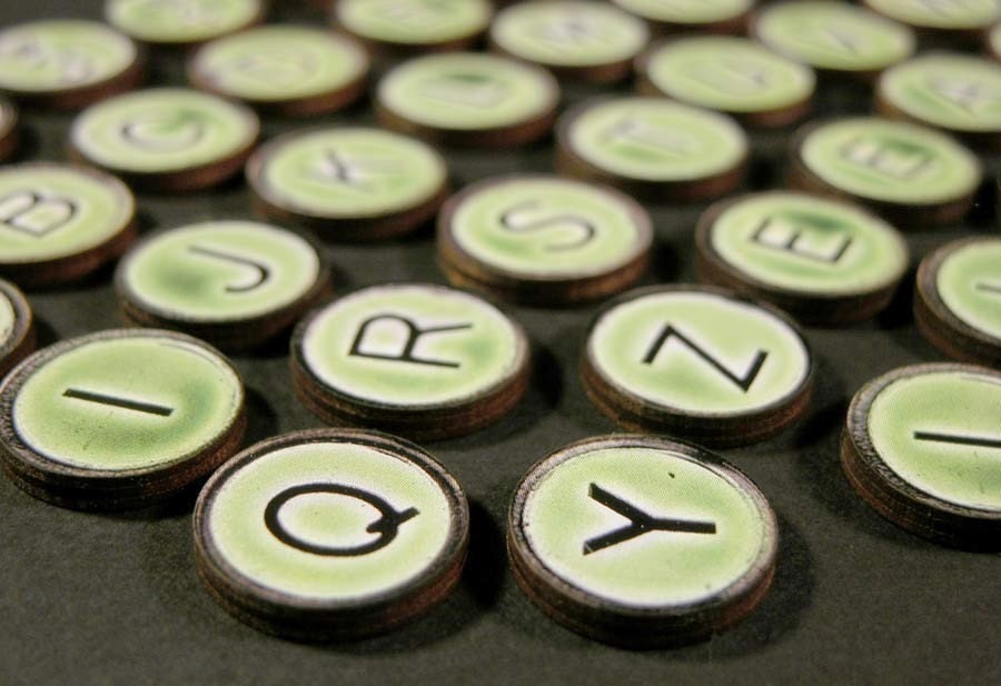 Lime Green Hulk Typewriter Keys - 45 Wooden Keys
