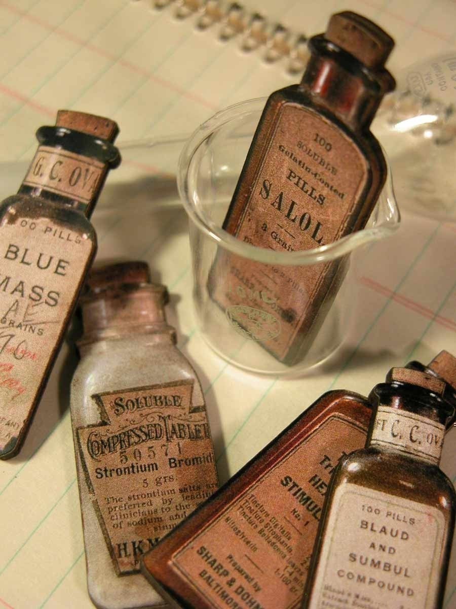 Wooden Medicine Bottles