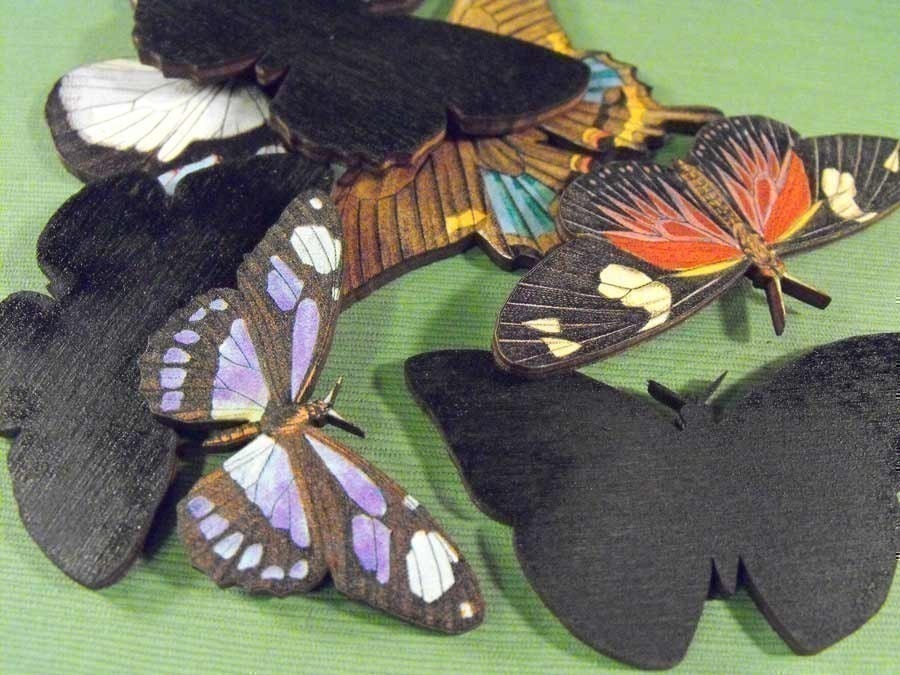 Large Butterflies - Collection of 7 Wood Butterflies