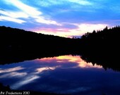 Deep Blue Mysterious Lake Sunset 16x20 Archival Photography