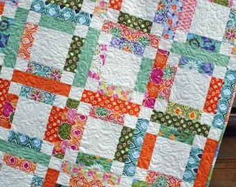PDF Quilt PATTERN ....One Jelly Roll, Easy and Quick, Grandma Mary's Five Patch