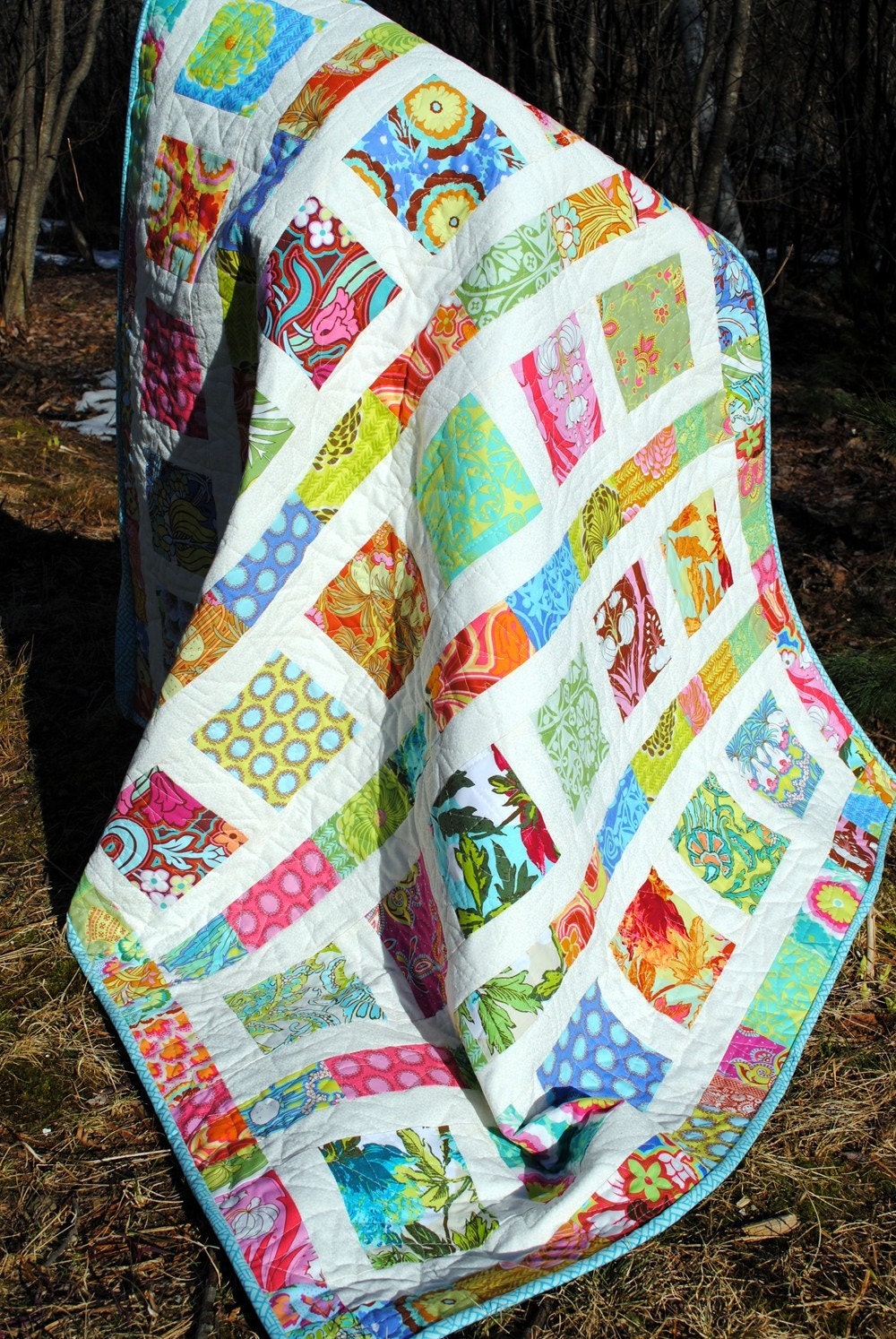 Baby QUILT PATTERN....Quick and Easy...2 Charm Square Packs, Flowers in the Sunshine