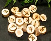 English Yew Wood Elder Futhark Rune set with Bag and information sheet.