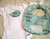 Sleeping Bird in the Leaves Bib and Long Sleeved Bodysuit Set
