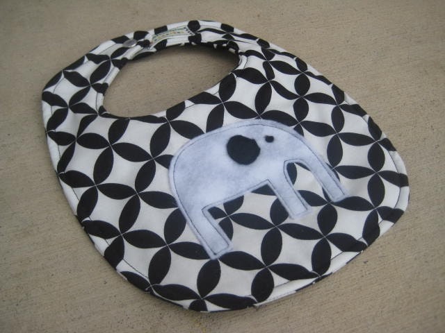 Black and White Elephant Bib
