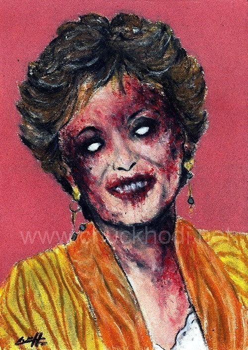 Zombie Golden Girls - Betty White Vintage Monster Creature Alien Dark Art Halloween Blood Monster Gay Creepy Spooky Pop Art