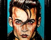 Cry Baby - Original Drawing - Johnny Depp John Waters Cult Greaser Rockabilly Movie Ricki Lake Elvis Tracy Lords Comedy Hot Rod Drape Square