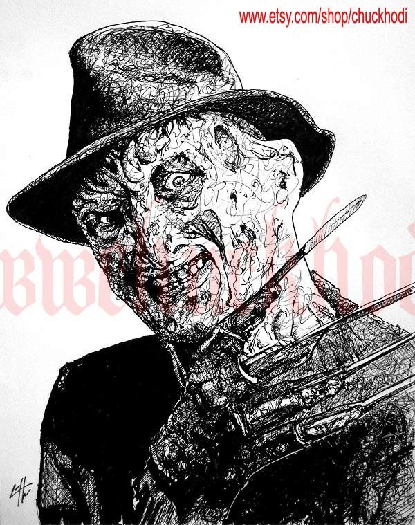 Print 8x10" - Freddy Krueger  - Nightmare on Elm Street Horror Dark Art 80s Vintage Wes Craven Knifes Kill Death Movie Scary Halloween