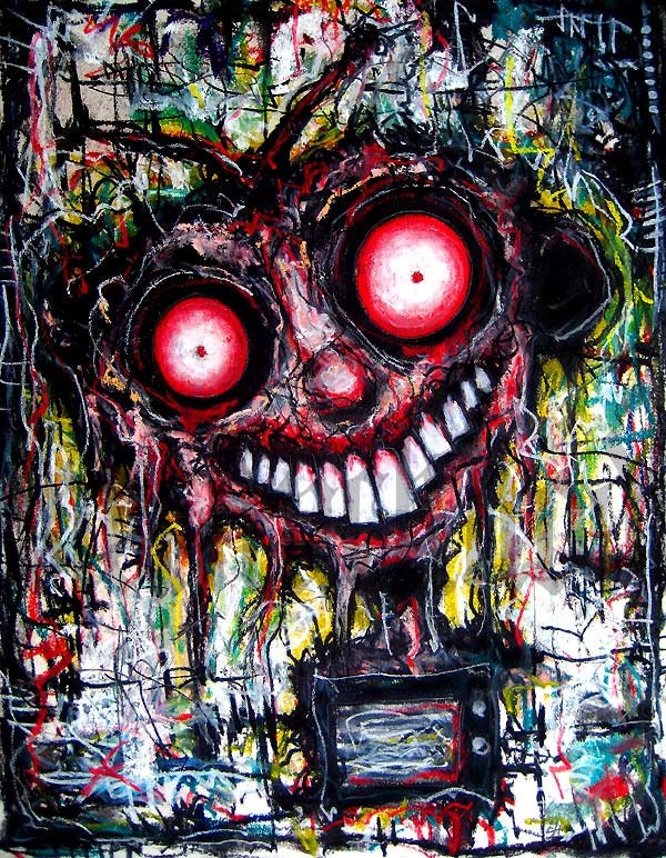 Print 8x10" - TVOD - Dark Art Monster Creature Horror Blood Red Alien Zombie Antenna TV Television Drone Surreal Pop Eyes