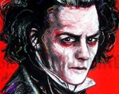 Print 8x10" - Sweeney Todd - Johnny Depp Tim Burton Barber Shop Victorian Gothic Edwardian Spooky Fantasy Sideburns Red Murder Death