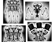 Prints 8x10"  - Skeletons - Conjoined Twins Bones Skulls Macabre Spooky Halloween Taxidermy Gothic Victorian Haunted Dead Grave Horror