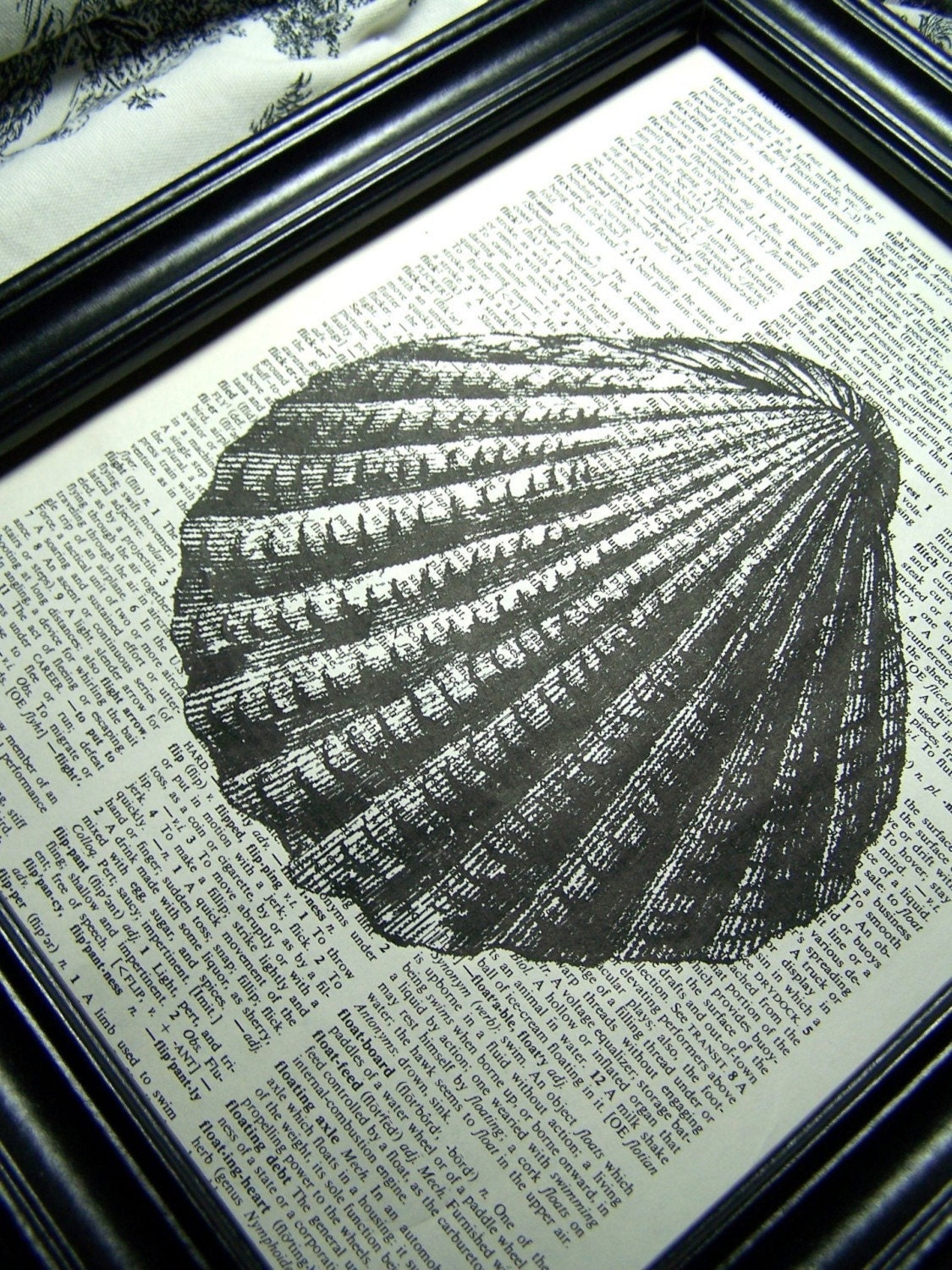 Shell, Nautical, Clam Shell, Upcycled, Sea Shell,  VINTAGE BOOK PAGE