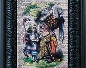 Alice In Wonderland, Vintage Art Print, Dictionary Book Art Print, Upcycled Book Page,Queen,Flamingo 8 X 10 PRINT Vintage Page'