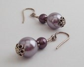 Lavender Swarovski Pearl Drop Earrings