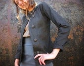 BASALT-Weathered Charcoal Asymmetrical Canvas Jacket