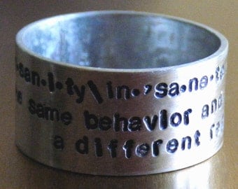 Insanity Hand Stamped Ring by donnaodesigns