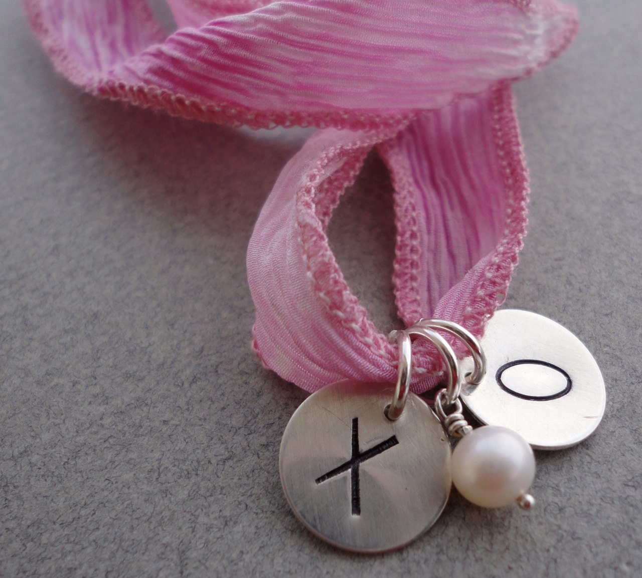 Hugs & Kisses- Ribbon Bracelet or Necklace