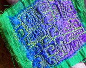 Memory Chip fashion pin by X-Stream Fibers in kelly green and spring violets