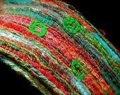 Spring Ferns fashion scarf for X-Stream Fibers in Rust reds and grass greens
