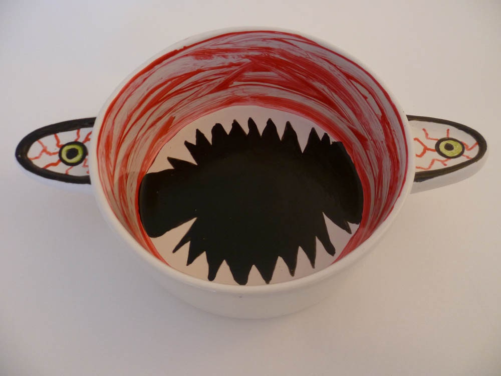 Halloween Candy Dish Chalkboard - Hand Painted Monster Mouth - Customizable