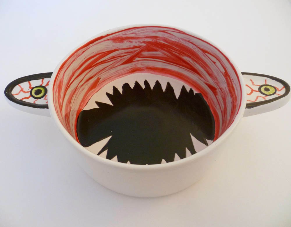Halloween Candy Dish Chalkboard - Hand Painted Monster Mouth - Customizable