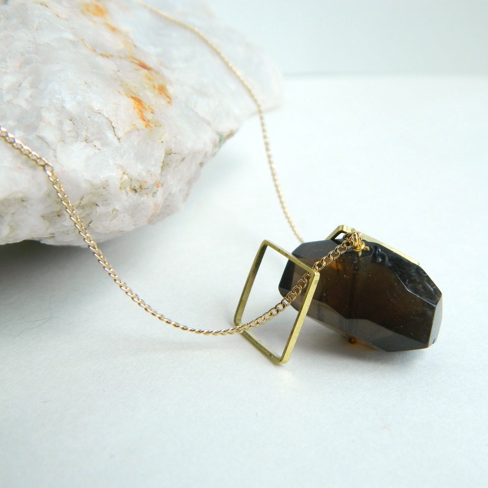 Geometry Necklace, Smokey Quartz
