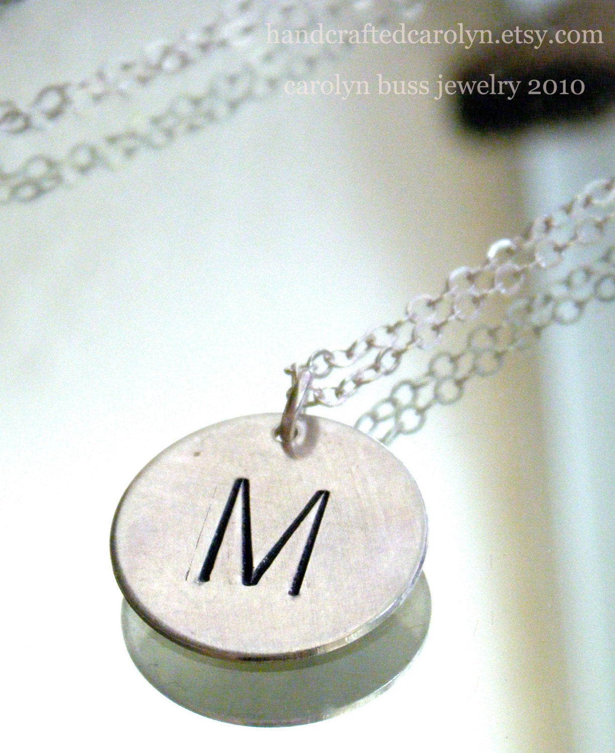 Sterling Silver Disk Necklace on Sterling Silver Chain Monogram You Pick Letter