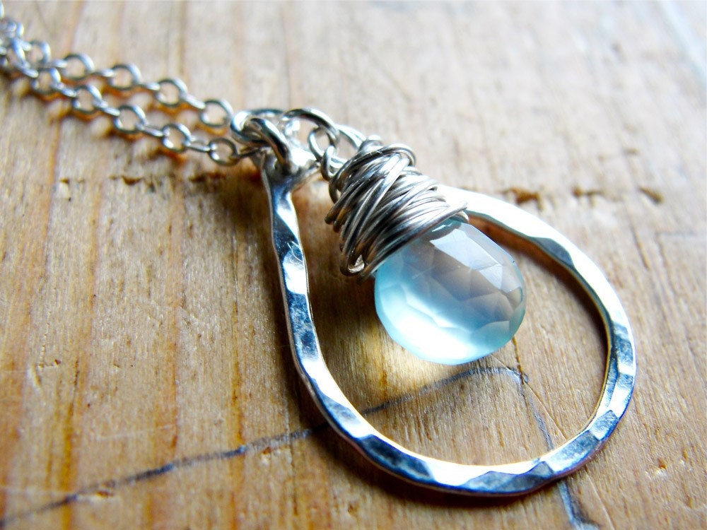 Mermaid - Necklace - Sterling and Fine Silver with Blue Chalcedony