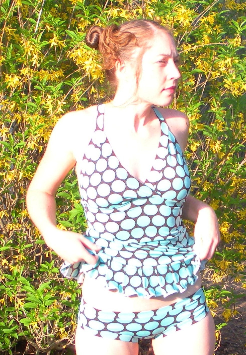 Mini dress Swim suit in Polka dots