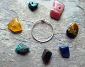 catch the rainbow-- gemstone hoop single earring-- primitive series