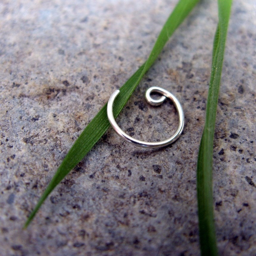 fore nose ring-- 22g or 20g sterling silver-- primitive series-- handmade by thebeadedlily on etsy