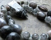 grey gemstone necklace or gray beaded necklace-- ars poetica, handmade by thebeadedlily on etsy